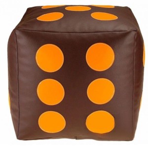 Dětský taburet KOSTKA 30 cm - čokoláda + oranžová