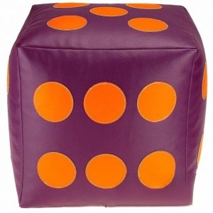 Dětský taburet KOSTKA 30 cm - fialová + oranžová