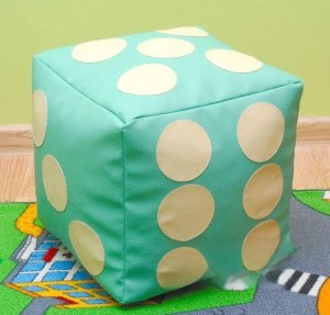 Dětský taburet KOSTKA 30 cm - mentolová + béžová