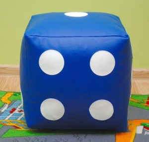 Dětský taburet KOSTKA 30 cm - modrá + bílá (2/6)
