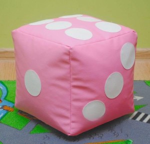 Dětský taburet KOSTKA 30 cm - růžová + bílá