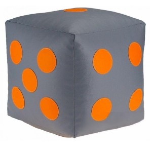 Dětský taburet KOSTKA 35 cm - šedá + oranžová