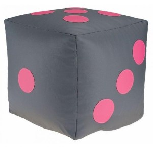 Dětský taburet KOSTKA 35 cm - šedá + růžová