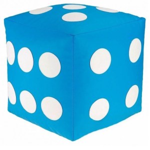 Dětský taburet KOSTKA 35 cm - světlemodrá + bílá