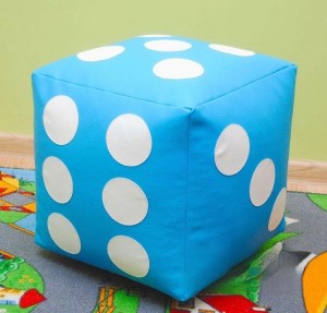 Dětský taburet KOSTKA 35 cm - světlemodrá + bílá (2/6)