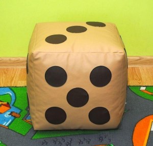 Dětský taburet KOSTKA 35 cm - tmavěbéžová + čokoláda