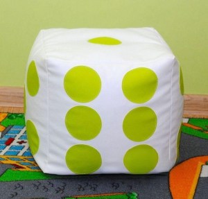 Dětský taburet KOSTKA 40 cm - bílá + zelená (2/6)