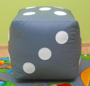 Dětský taburet KOSTKA 40 cm - šedá + bílá