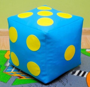 Dětský taburet KOSTKA 40 cm - svetlemodrá + žlutá