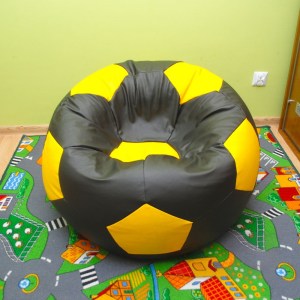 Dětský taburet MÍČ 40 cm - černá + žlutá