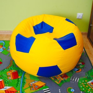Dětský taburet MÍČ 40 cm - žlutá + modrá