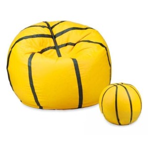Sedací vak - míč basketballový + taburet - žlutý