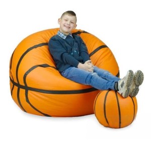 Sedací vak - míč basketballový + taburet - žlutý (4/7)