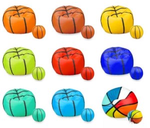 Sedací vak - míč basketballový + taburet - žlutý (5/7)
