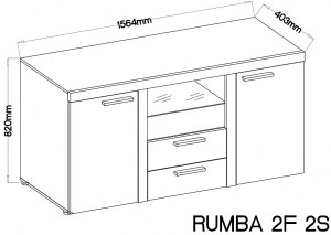 Ilustrační foto - Komoda RUMBA 2F 2S - Rozměry (2/2)