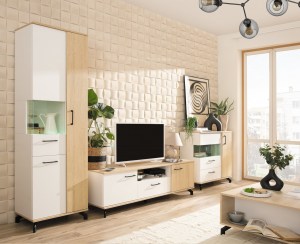 Ilustrační foto - Komoda MADISON MD11 bílá lux + dub piškotový (2/2)