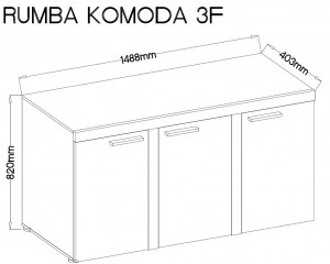 Ilustrační foto - Komoda RUMBA 3F - Rozměry (2/2)
