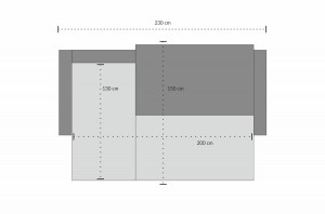 Ilustrační foto - Rohová rozkládací sedačka FREJA - Rozklad - Rozměry (5/5)