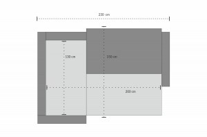 Ilustrační foto - Rohová rozkládací sedačka LARSA - Rozklad - Rozměry (3/4)