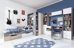 Ilustrační foto - Rohová šatní skříň SIGMA SI1 Beton + bílá lux + dub (4/4)