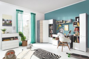 Ilustrační foto - Rohová šatní skříň SIGMA SI2 Beton + bílá lux + dub (3/3)