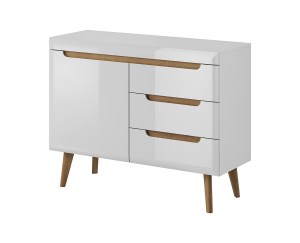 Komoda NORDI NKSZ107 Bílý lesk + dub riviera