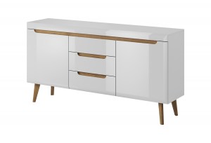 Komoda NORDI NKSZ160 Bílý lesk + dub riviera