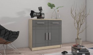 Komoda PARIS 2F2S Grafit + dub sonoma
