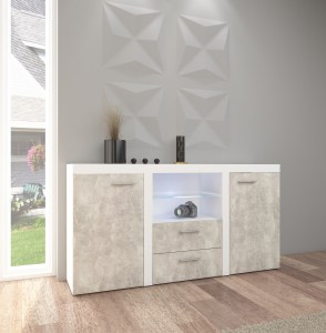 Komoda RUMBA 2F 2S Bílá + beton