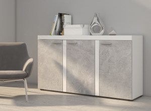Komoda RUMBA 3F Bílá+beton