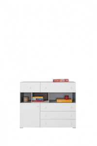 Komoda SIGMA SI12 Beton + bílá lux + dub