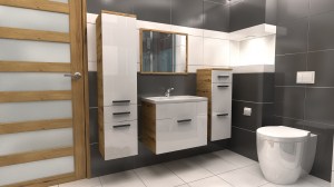 Koupelnová sestava LORETTO A - Bílý lesk + artisan
