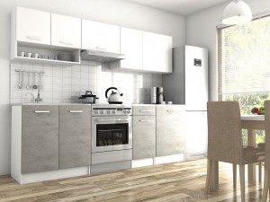 Kuchyňská linka LUIZA II 240x180 - Bílá + beton