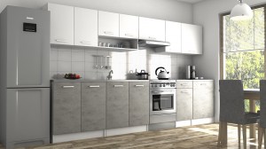 Kuchyňská linka LUIZA II 320x260 - Bílá + beton