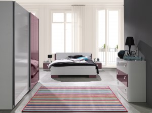 Ložnice LUX bílá / fialový lesk