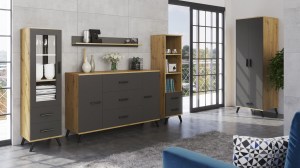 Obývací sestava RALF D Grafit + dub artisan
