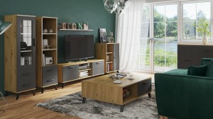 Obývací sestava RALF H Grafit + dub artisan