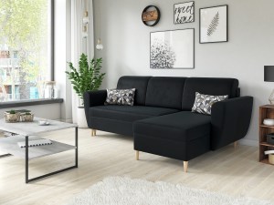 Rohová rozkládací sedačka CLARA černá - MATT VELVET 99