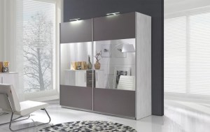 Šatní skříň DIONE D01 san remo / šedá + zrcadlo