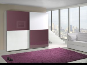 Šatní skříň LUX 10 bílý lesk / fialový lesk
