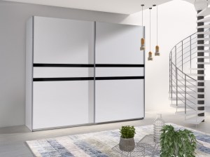 Šatní skříň LUX 33 bílý lesk / černý lacobel