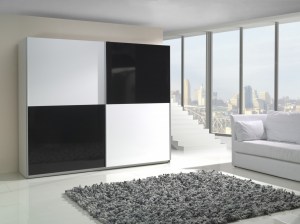 Šatní skříň LUX 4 bílý lesk / černý lesk