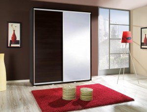 Šatní skříň PENELOPA 155 kaštan wenge / zrcadlo