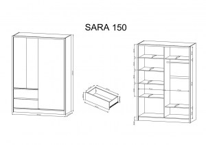 Šatní skříň SARA 150 - Rozměry (3/3)