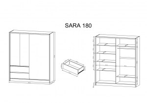 Šatní skříň SARA 180 - Rozměry (4/4)