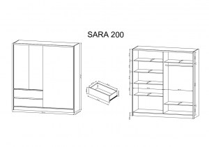 Šatní skříň SARA 200 - Rozměry (3/3)
