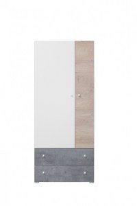 Šatní skříň SIGMA SI3 Beton + bílá lux + dub