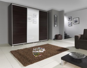 Šatní skříň SILVER 255 kaštan wenge / zrcadlo