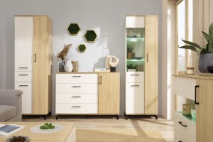 Skříň MADISON MD02 bílá lux + dub piškotový (2/2)